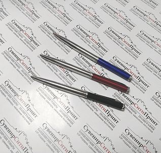 Ручка шариковая MC металлическая, поворотный механизм, метал. клип, серебристо/синий корпус